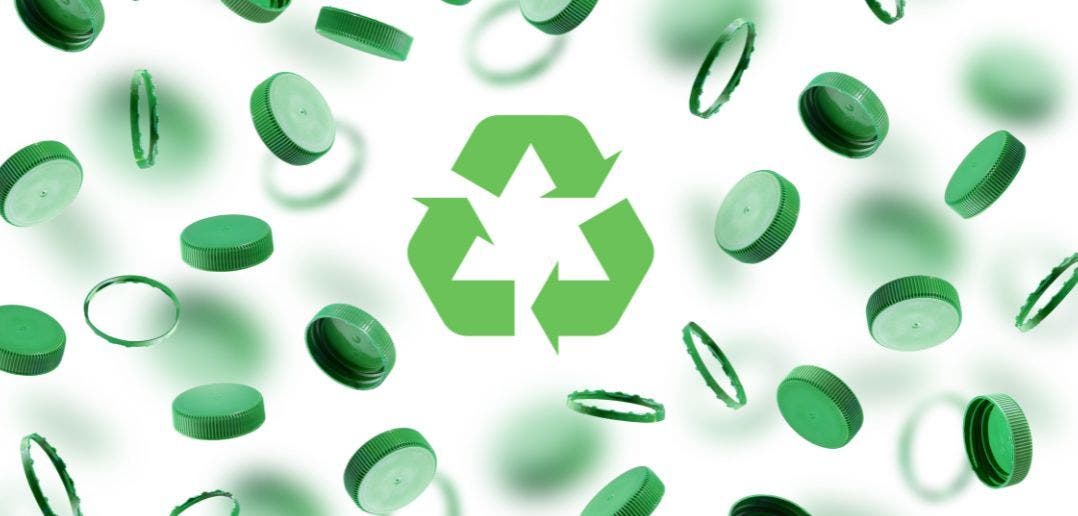 Green Caps with Recycle Logo