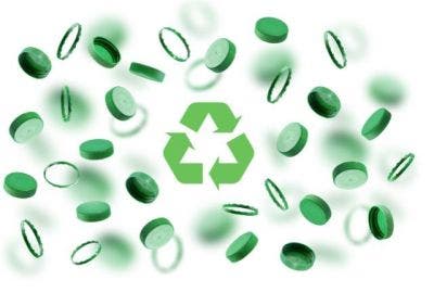 Green Caps with Recycle Logo